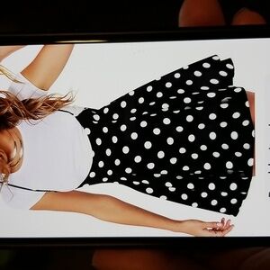 Suspender High Waist Flared Skirt W/Polka Dot & Spaghetti Straps Size XL NWT